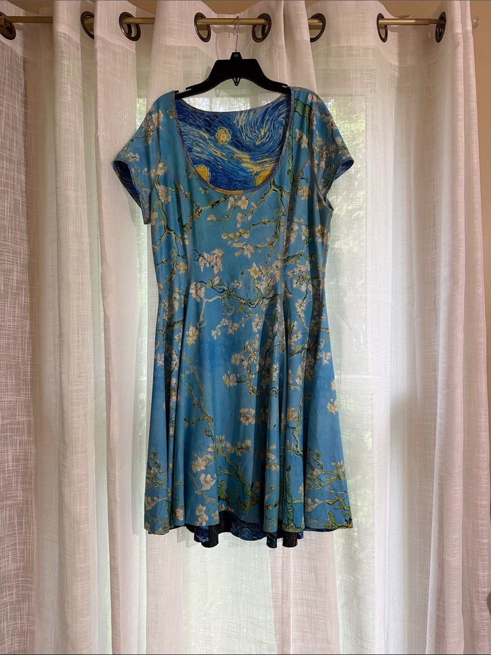 Blackmilk Blue Floral Fit-and-Flare Reversible Van Gogh Dress